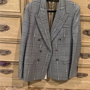 Gucci Gray Plaid Tailored Blazer